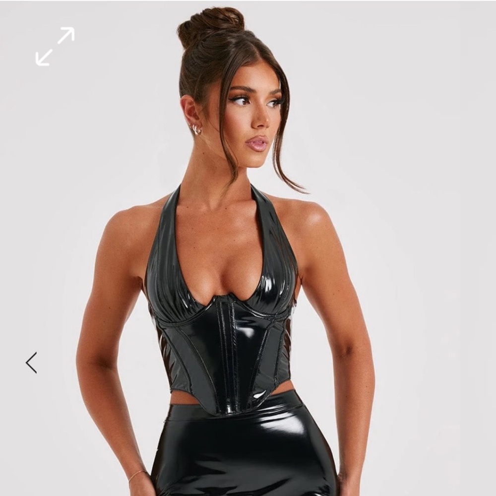 Black Vinyl Corset Halter Top